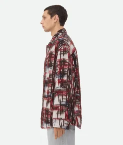 Bottega Veneta Alpaca Check Overshirt White/red/brown Sale