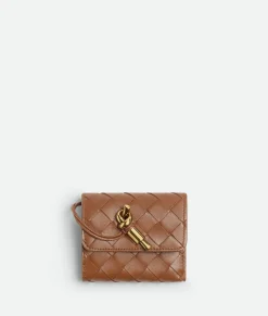 Bottega Veneta Andiamo Tri-Fold Zip Wallet Cognac Online