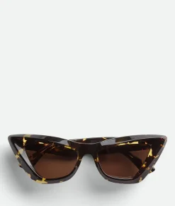 Bottega Veneta Angle Acetate Pointed Cat Eye Sunglasses Havana / Brown Hot