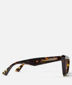 Bottega Veneta Angle Acetate Pointed Cat Eye Sunglasses Havana / Brown Hot