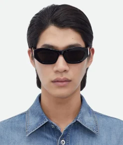 Bottega Veneta Angle Hexagonal Sunglasses Black / Grey Best