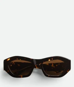 Bottega Veneta Angle Hexagonal Sunglasses Havana / Brown Best