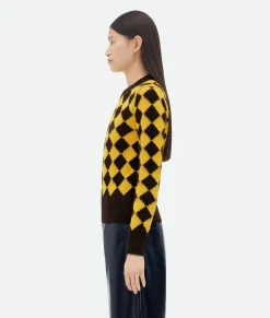 Bottega Veneta Argyle Intarsia Wool Jumper Cocoa/yellow