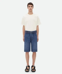 Bottega Veneta Belted Denim Shorts Mid blue Outlet