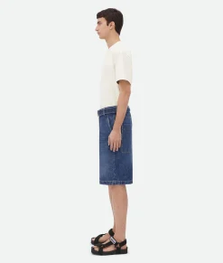 Bottega Veneta Belted Denim Shorts Mid blue Outlet