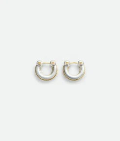 Bottega Veneta Bolt Hoop Earrings Silver/yellow gold Hot