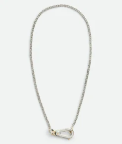 Bottega Veneta Bolt Necklace Silver/yellow gold New