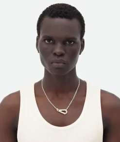 Bottega Veneta Bolt Necklace Silver/yellow gold New