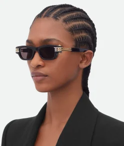 Bottega Veneta Bolt Squared Sunglasses Black/grey Hot