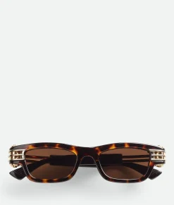 Bottega Veneta Bolt Squared Sunglasses Havana/brown Outlet