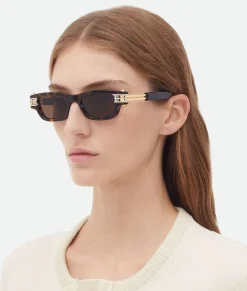 Bottega Veneta Bolt Squared Sunglasses Havana/brown Outlet