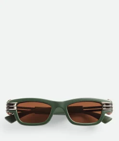 Bottega Veneta Bolt Squared Sunglasses Green/copper