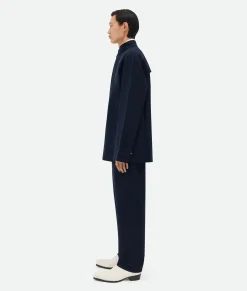 Bottega Veneta Bonded Wool And Cotton Jacket Navy / Black Best