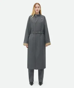 Bottega Veneta Bonded Wool And Cotton Parka Charcoal/cane sugar Discount