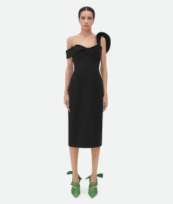 Bottega Veneta Bonded Wool Tricotine Bustier Dress Black Discount