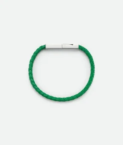 Bottega Veneta Braid Leather Bracelet Parakeet New