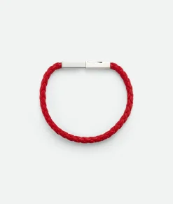 Bottega Veneta Braid Leather Bracelet Redstone Online