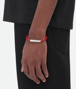 Bottega Veneta Braid Leather Bracelet Redstone Online