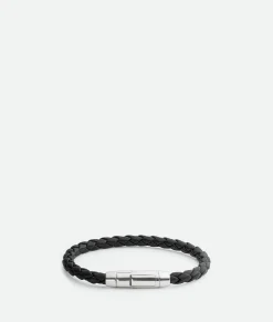 Bottega Veneta Braid Leather Bracelet Black Outlet