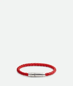 Bottega Veneta Braid Leather Bracelet Redstone