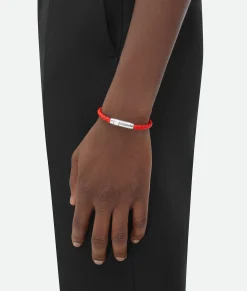 Bottega Veneta Braid Leather Bracelet Redstone