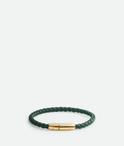 Bottega Veneta Braid Leather Bracelet Emerald green Best