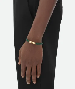 Bottega Veneta Braid Leather Bracelet Emerald green Best