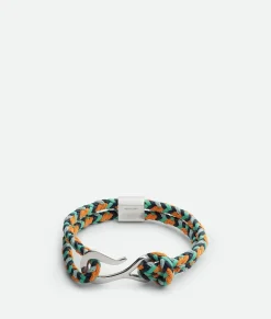 Bottega Veneta Braid Leather Bracelet Green oasis/dark sapphire Online