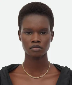 Bottega Veneta Braid Necklace Silver/yellow gold