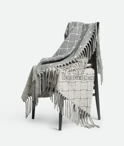 Bottega Veneta Cashmere Blanket With Intreccio Motif Grey Best
