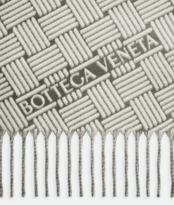 Bottega Veneta Cashmere Blanket With Intreccio Motif Grey Best