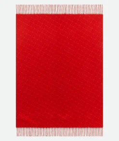 Bottega Veneta Cashmere Blanket With Intreccio Motif Red Outlet