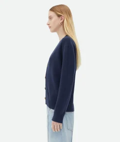 Bottega Veneta Cashmere Cardigan With Knot Buttons Navy Sale