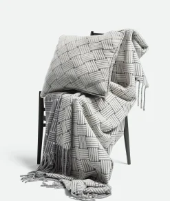 Bottega Veneta Cashmere Cushion With Intreccio Motif Grey Hot
