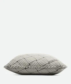 Bottega Veneta Cashmere Cushion With Intreccio Motif Grey Hot