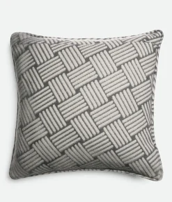 Bottega Veneta Cashmere Cushion With Intreccio Motif Grey Hot