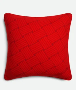 Bottega Veneta Cashmere Cushion With Intreccio Motif Red New