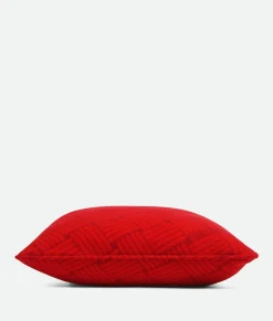 Bottega Veneta Cashmere Cushion With Intreccio Motif Red New