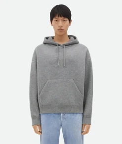 Bottega Veneta Cashmere Hoodie Light grey melange Discount