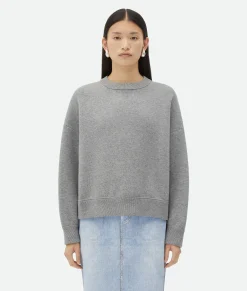 Bottega Veneta Cashmere Jumper Light grey melange Clearance