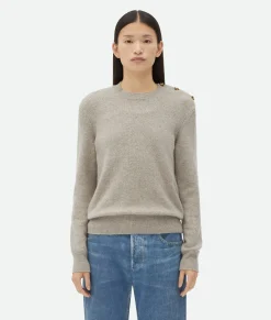 Bottega Veneta Cashmere Sweater With Knot Buttons Desert Hot