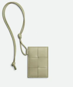 Bottega Veneta Cassette Badge Holder Travertine New