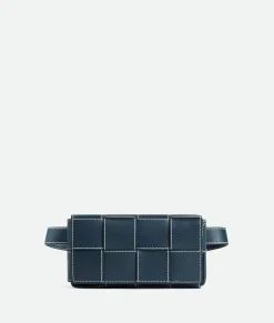 Bottega Veneta Cassette Belt Bag Deep blue/natural Discount