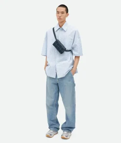 Bottega Veneta Cassette Belt Bag Deep blue/natural Discount