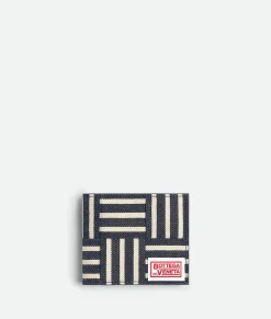 Bottega Veneta Cassette Bi-Fold Wallet Navy/white Discount