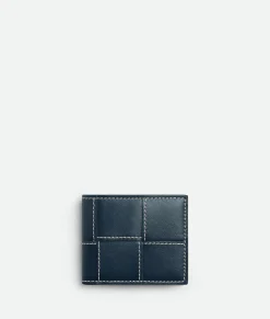 Bottega Veneta Cassette Bi-Fold Wallet Deep blue/natural Outlet