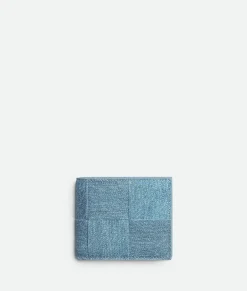 Bottega Veneta Cassette Bi-Fold Wallet With Coin Purse Blue melange/ice Sale