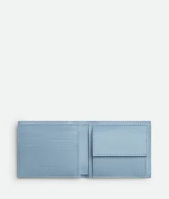 Bottega Veneta Cassette Bi-Fold Wallet With Coin Purse Blue melange/ice Sale