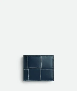 Bottega Veneta Cassette Bi-Fold Wallet With Coin Purse Deep blue/natural