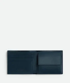 Bottega Veneta Cassette Bi-Fold Wallet With Coin Purse Deep blue/natural